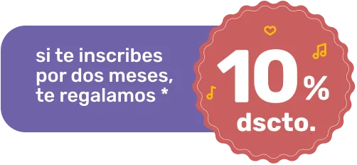 Si te inscribes por dos meses, te regalamos 10% de descuento